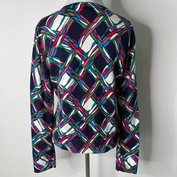 Lilly Pulitzer Women’s Blue Button Up Geometric Print Cardigan Sweater Size M - Picture 4 of 9